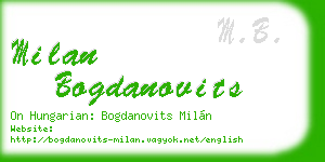 milan bogdanovits business card